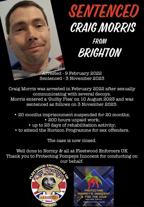 Craig Morris paedophile child sex offender - Brighton